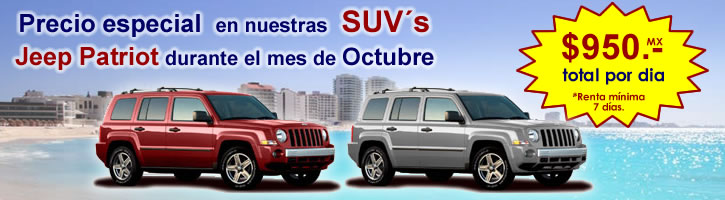 Precio especial durante Octubre para todas nuestras SUV´s